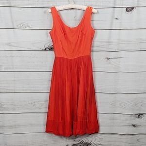 VTG 50/60's BRIGHT ORANGE Layered Chiffon Dress